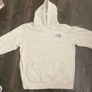 Mens THE NORTH FACE hoodie crème color with blue writing